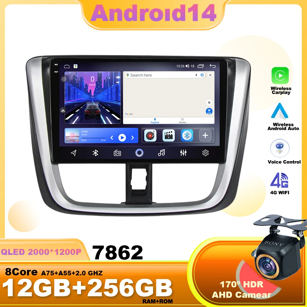 

Android 14 Car Radio For Toyota Vios Yaris L 2016 - 2019 Wireless Carplay Stereo Multimedia Video Player Navigation GPS 4G WIFI