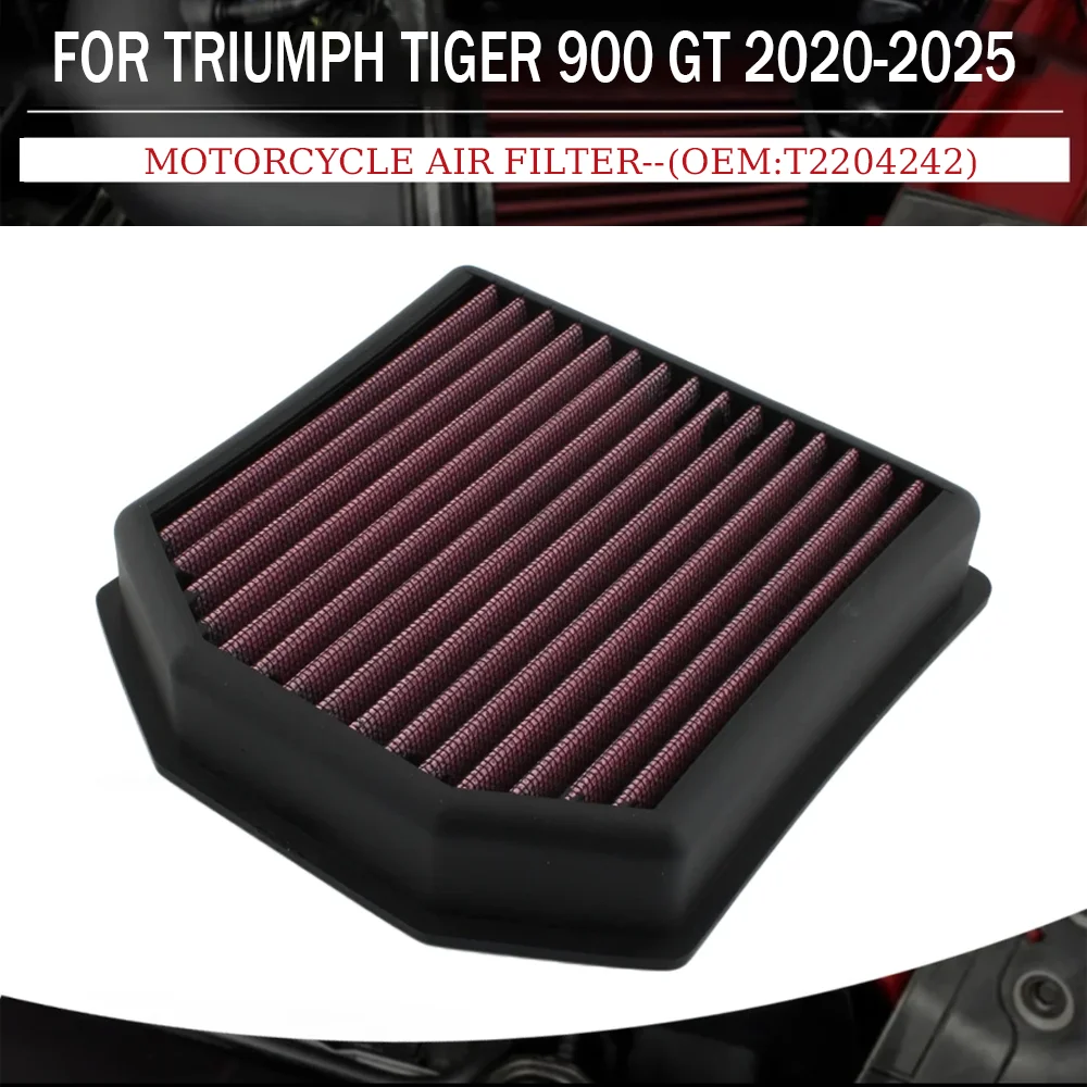 

Tiger900 FOR Triumph Tiger 900 GT 2020-2025 Motorcycle High Flow Air Filter Intake Cleaner (OEM:T2204242)
