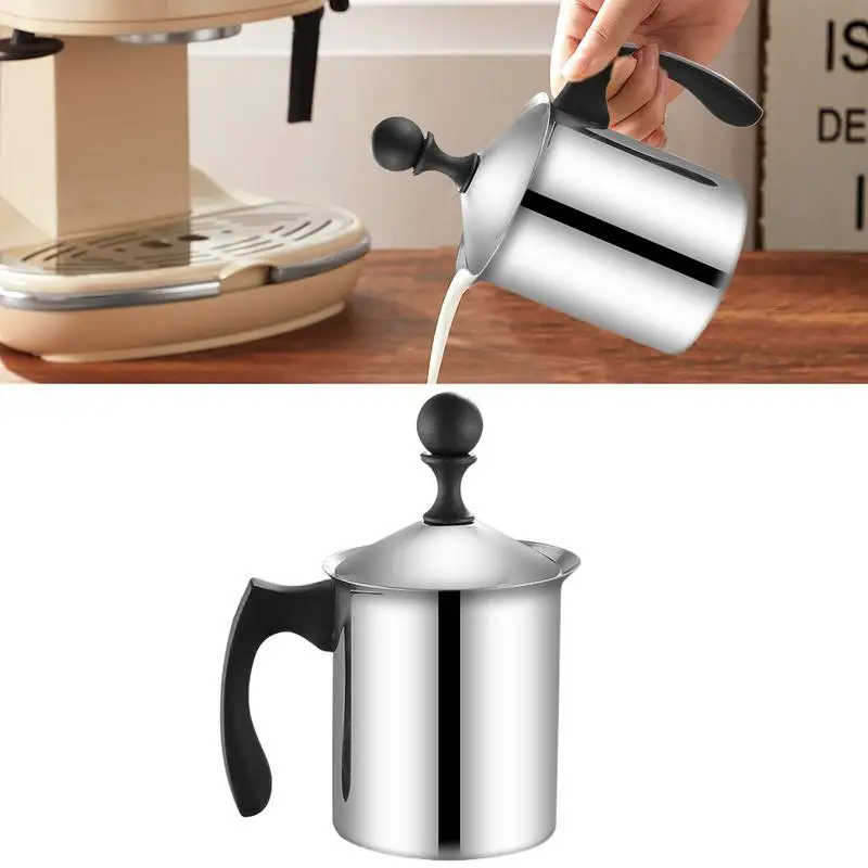 

Stainless steel Milk Frother 400/800ml Double Mesh Milk Creamer Milk Foam For Cofffee Milk Egg Beater Manual Kitchen gadgets