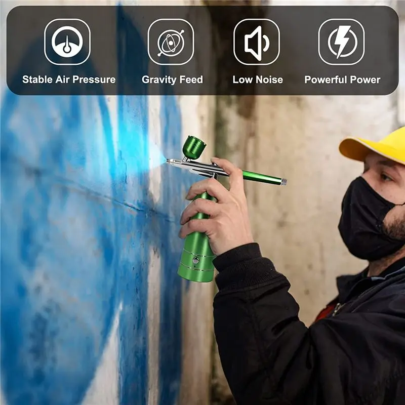 2026 + مجموعة فرش الهواء بخاخ محمول تلقائي مع طرف 0.3 مم، فرش هوائية محمولة للرسم، الوشم، فن الأظافر، تلوين النماذج #4