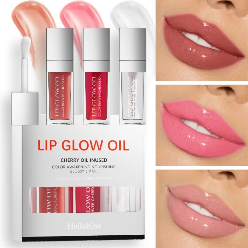 Lip Nutrir e Hidratar Óleos, Reparando Lip Lines, Evita Lábios Secos, Cuidados com Lábios Secos, Evita Lábios Secos, Rachado, 3Pcs