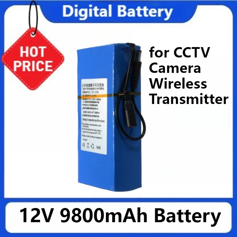 

Lithium Polymer DC Super Rechargeable Battery for CCTV Camera Wireless Transmitter 12V 9800mAh Rechargeable Battery
