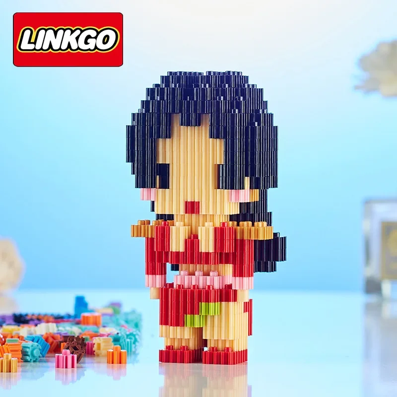 One Piece Linkgo Micro Building Blocks Boa Doflamingo Crocodile Gekko Moria Anime Diamond Brick Figure Toy For Kids