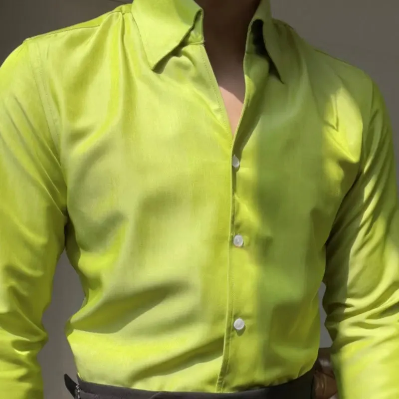 Camisa de manga larga para Hombre, prenda de vestir Formal, de lujo, de Color sólido, de alta calidad, a la moda, 2023