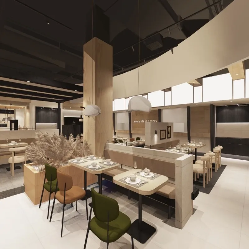 Luxury Customizable Commercial Restaurant Furniture Set Solid Wood Table Upholstered Chairs for Bistro