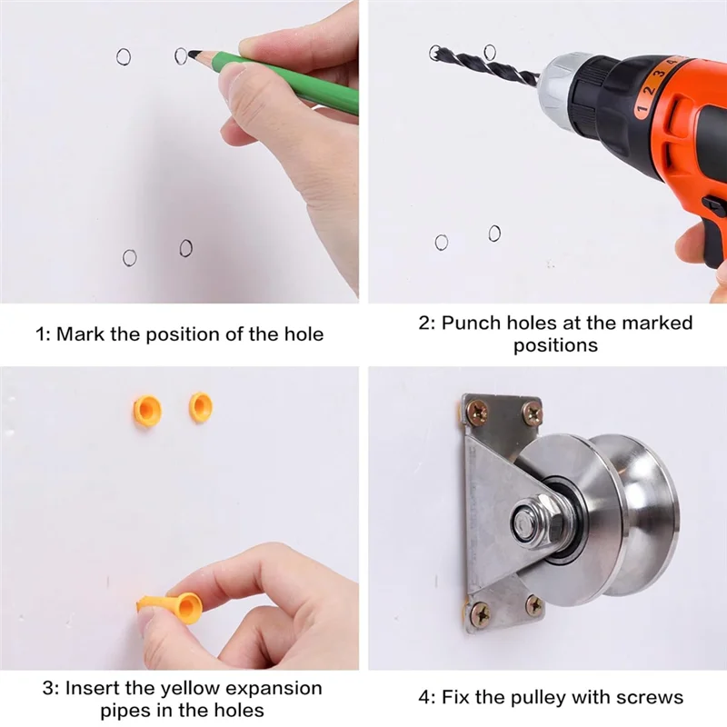 Puleggia con scanalatura VEHO-U, blocchi in acciaio inossidabile Confezione da 2 pulegge con scanalatura a rotazione super silenziosa, per la movimentazione di attrezzature da palestra fai da te