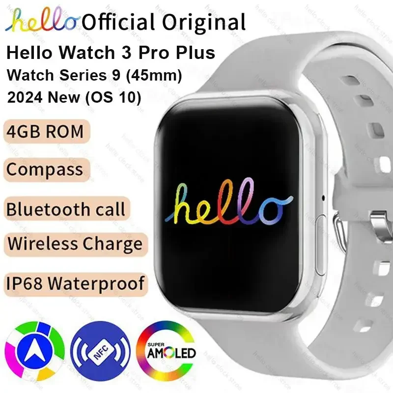 

Умные часы Hello Watch 3 Pro Plus, умные часы серии 9, 45 мм, HD, AMOLED, 4G ROM, стандартный компас, часы с Bluetooth, Смарт-часы для мужчин и женщин, 2024