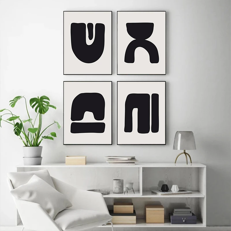 

Modern Abstract Black Line Wall Art Printed Canvas Poster Painting Living Room Bedroom Room Home Decoration, Frameless
