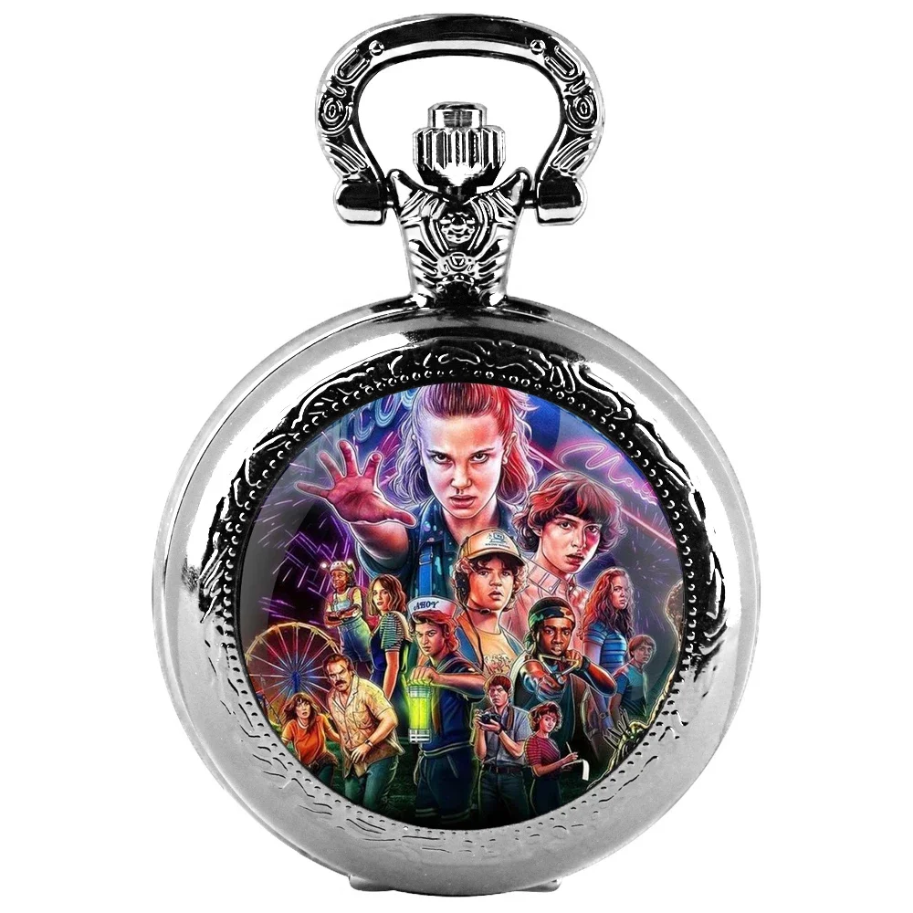 Personalized Character Set Black Dome Glass Pocket Watch