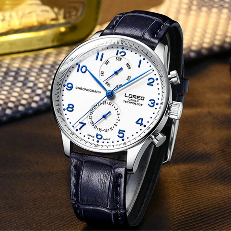 LOREO Top Brand Luxury Fashion Watch Men 5ATM Waterproof Date Clock Sport Watches Mens Quartz Wristwatch Relogio Masculino
