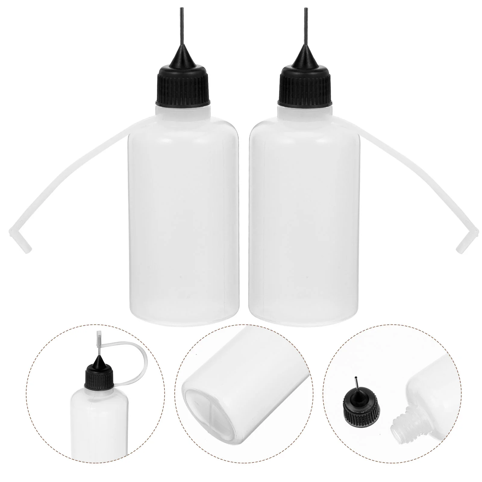 Shaker Bottle Bottled Squeeze Bottles Glue with Fine Tip Droppers for Liquid Black Stainless Steel