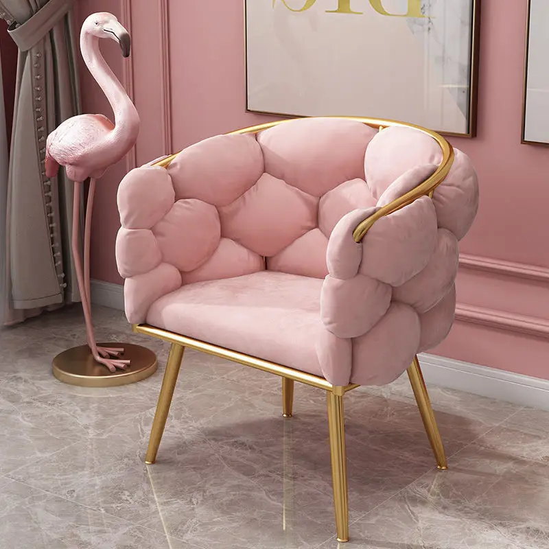 

Light luxury fluffy sofa creative design velvet armchair Nordic leisure furniture waiting chair comfortable back dressing seats