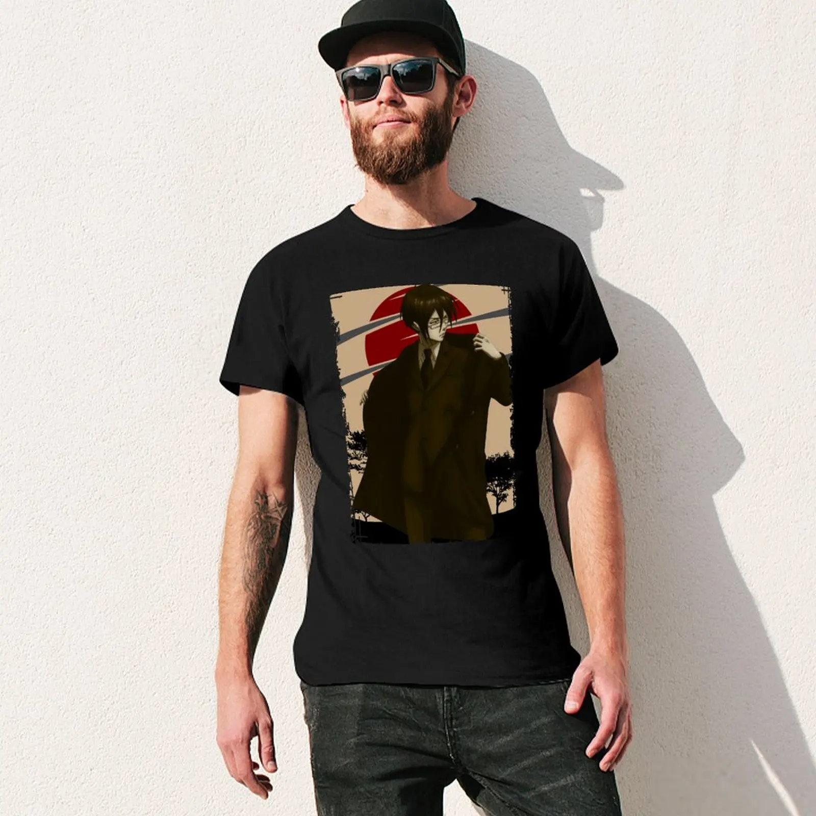 نوبوشيكا جينوزا تي شيرت للرجال ، ممر نفسي ، سايكو باسو ، تصميم المناظر الطبيعية الرجعية ، الفراغات ، خمر التسامي