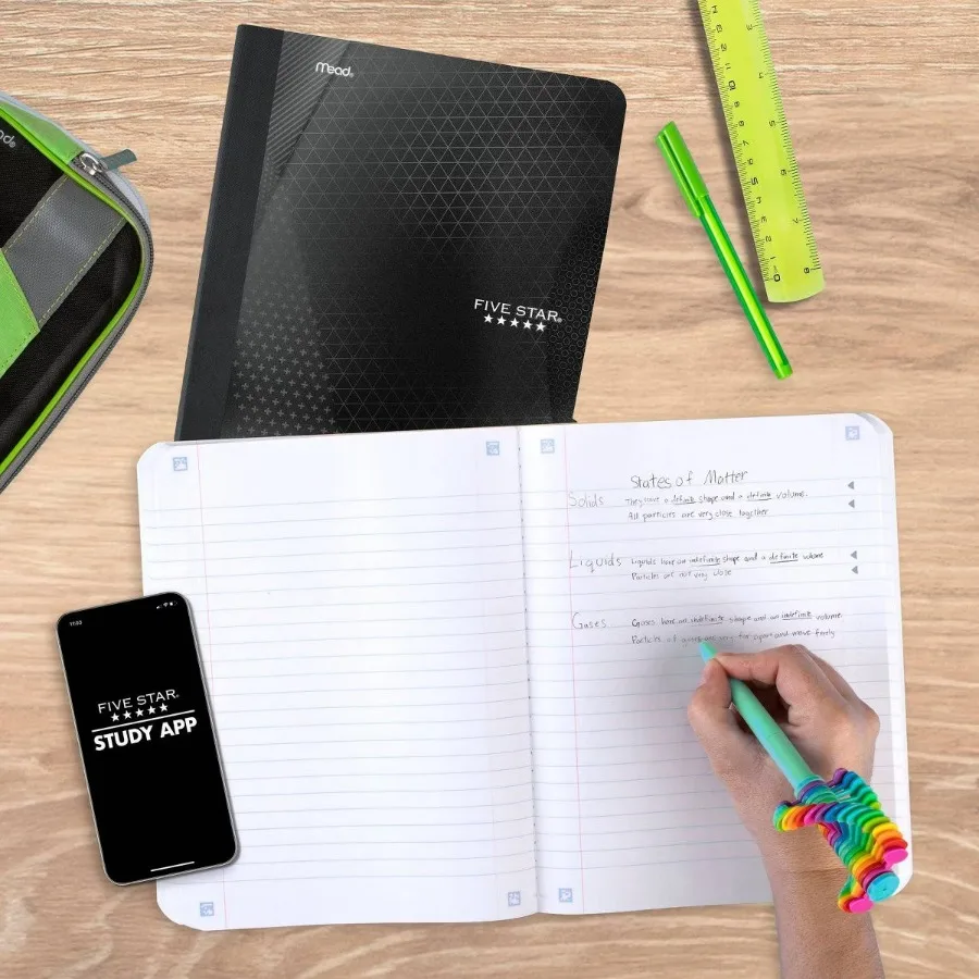7.5"x9.75" Black Wide Ruled Composition Book, Student School Writing Notebook