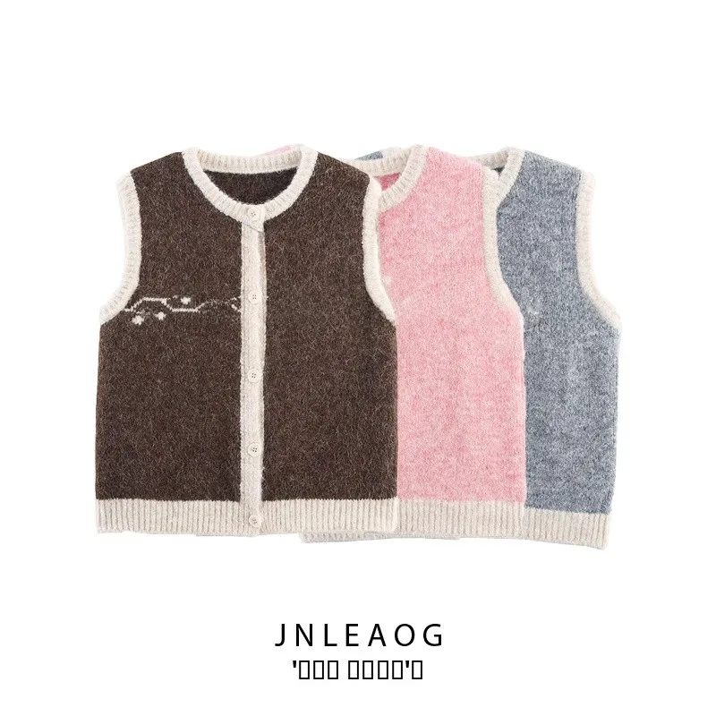JNLEAOG femmes tricoté Faion Design Sensation automne nouveau Sle pull gilet à pois motif rond Ne fibre de Polyester