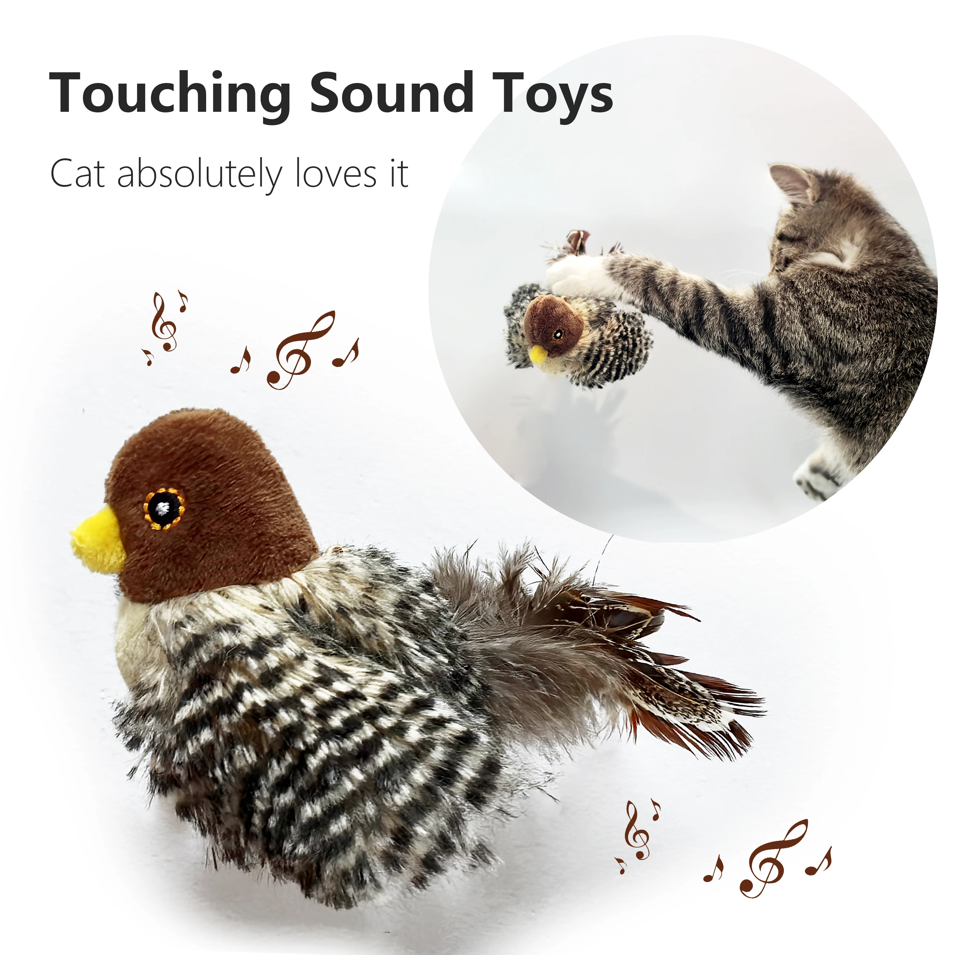 Interactive Cat Toys Flying Bird Cat Toy Flapping Wings Sparrow Catnip Toys Vivid Chirpi]ng Simulation Bird Interactive Cat Toy