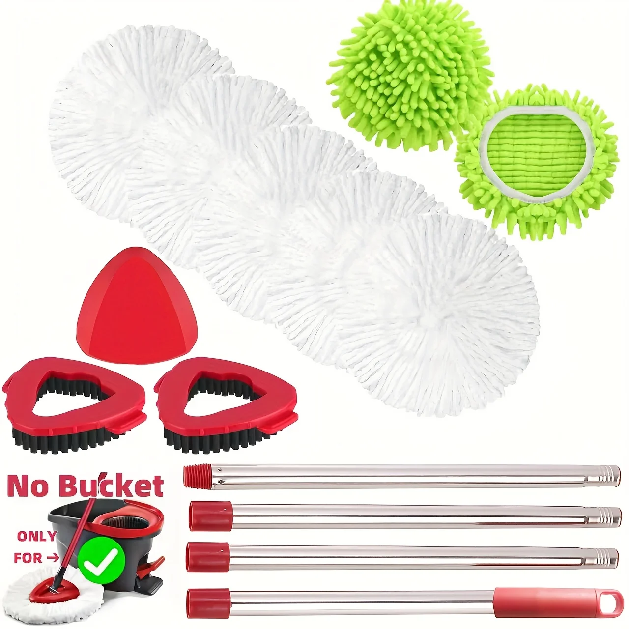 

Mop Handle with a White Triangular Head That Rotates, Featuring Ultra-Fine Fibers. It Is Washable And Reusable, Including a