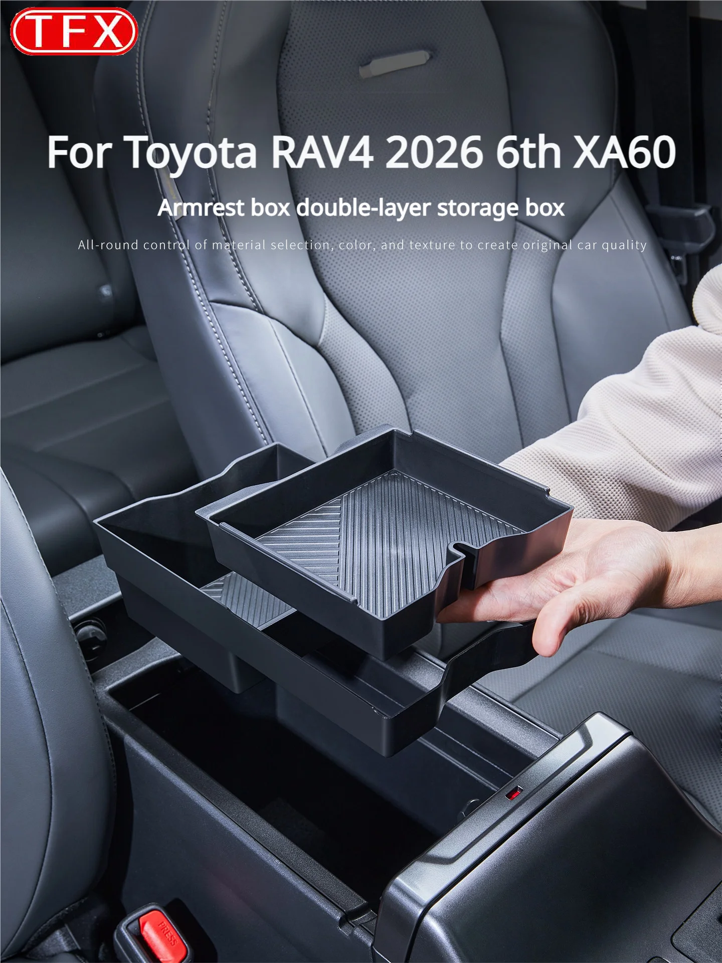 For Toyota RAV4 2026 6th XA60 Car Styling Center Console Armrest Double Layer Organizer Tray Box Anti-Slip Durable+ Accessories