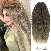 Ariel pelo sintético Twist Crochet pelo rizado 24 pulgadas onda de agua trenza pelo Rubio degradado marrón onda profunda extensión de cabello trenzado