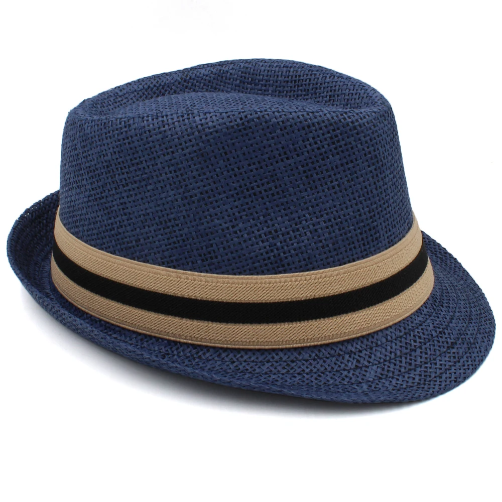 2 Sizes Parent-child Men Women Kids Boy Straw Fedora Hats Summer Trilby Sunhat Classical Jazz Caps Sombrero Beach Outdoor Travel