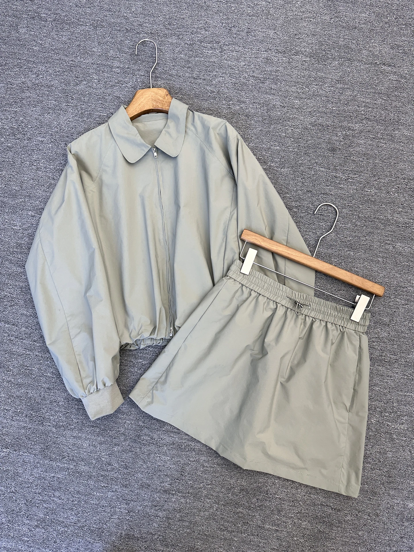 

Spring Summer 2026 Women's Sportswear Short Jacket Top Half Skirt Two-Piece Set Simple Design Loose Fit Mesh Polyester Nylon