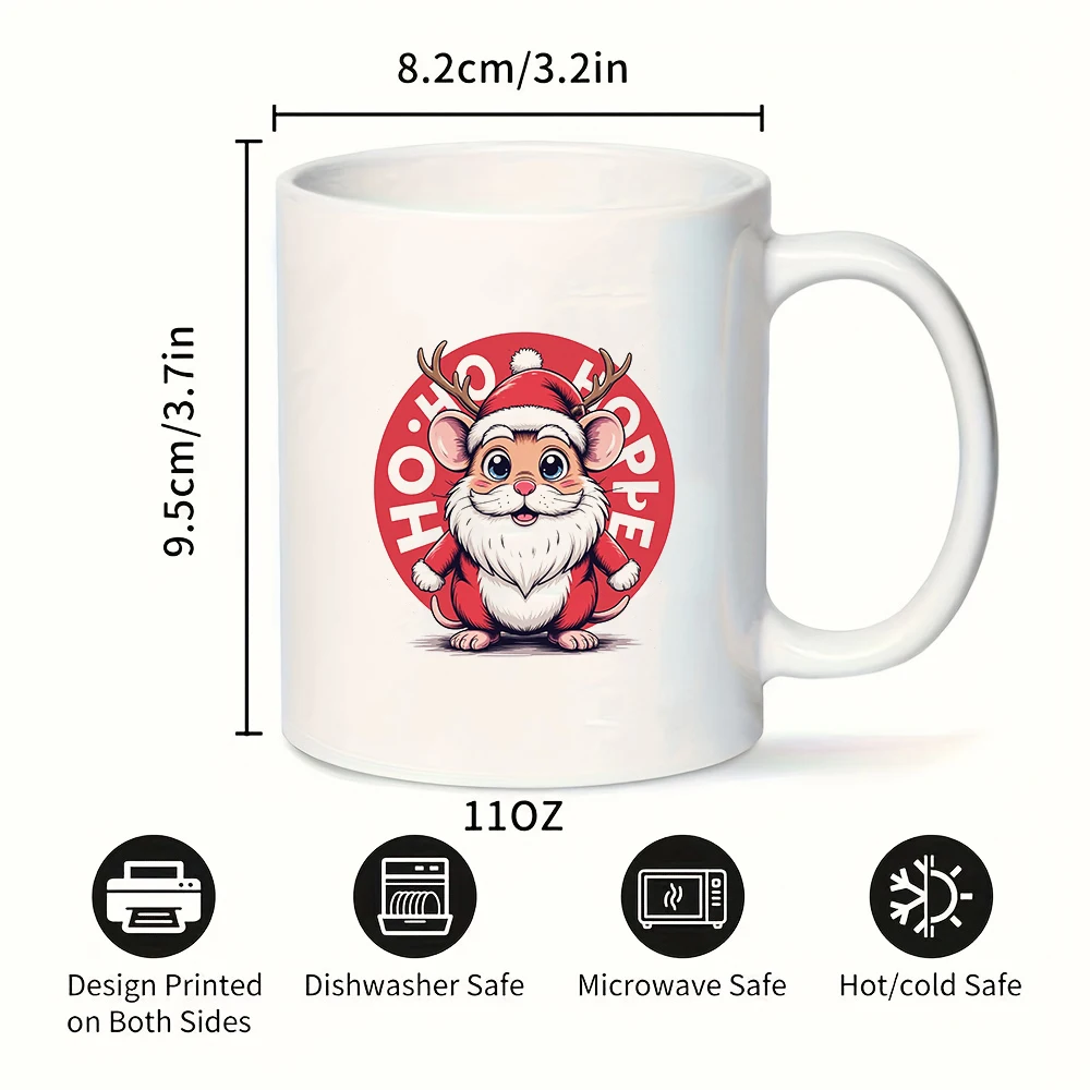 11온스 만화 산타클로스 쥐 머그컵 + 어린이 컵 + 가족 사무실 크리스마스 선물 창의적인 커피 머그컵