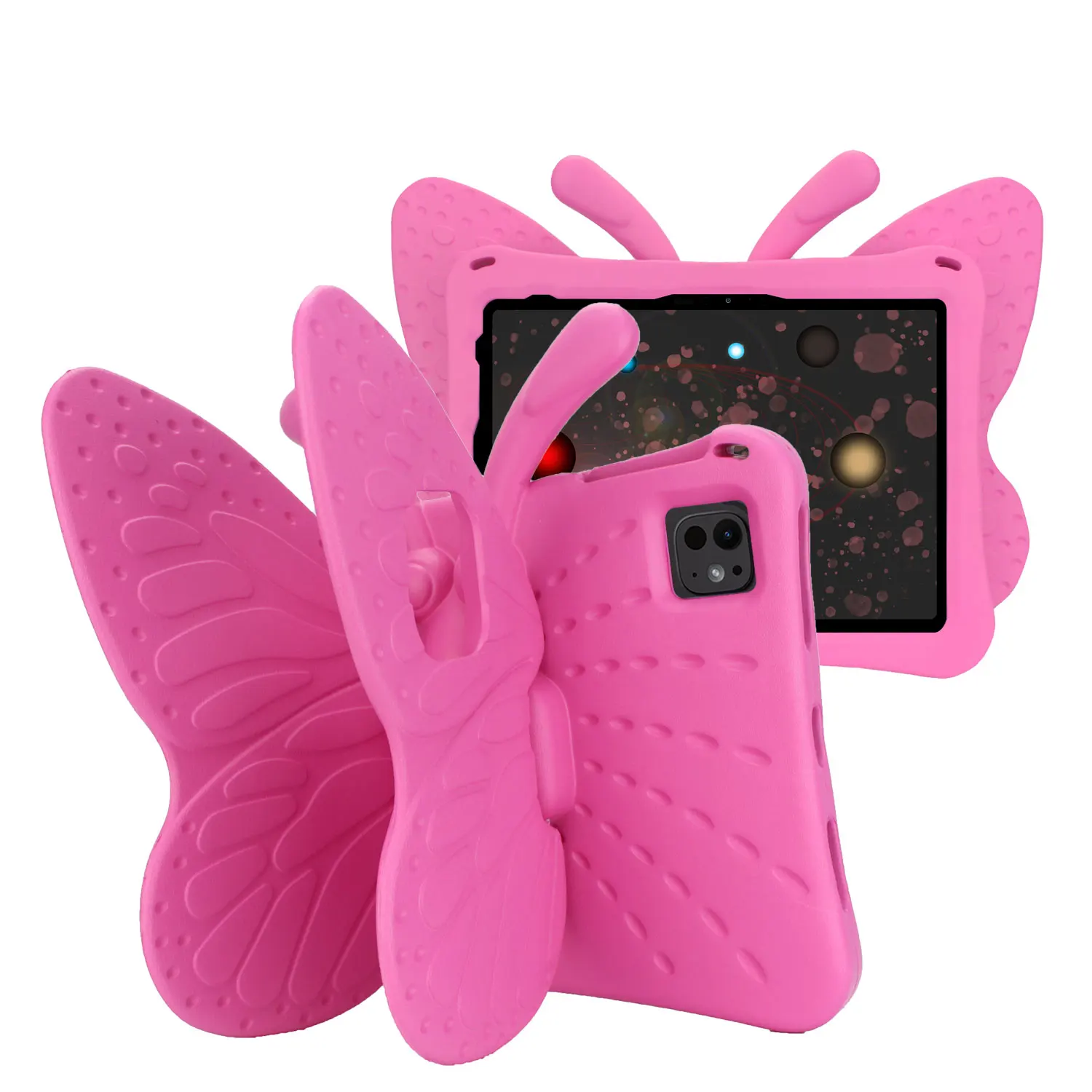 Kids Cute Case For iPad Pro 11 M4 Air 11 M2 2024 11inch EVA Stand 3D Butterfly Cover Full Body Protection Shockproof Carton Capa