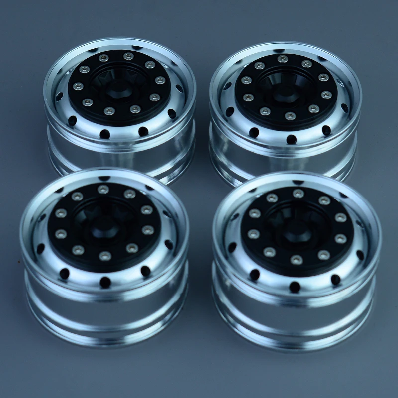 2 Stück Aluminiumlegierung 25mm breite Felgen für 1/14 RC Truck für SCANIA 770S für VOLVO FH16 Tamiya ACTROS AROCS LESU Auto