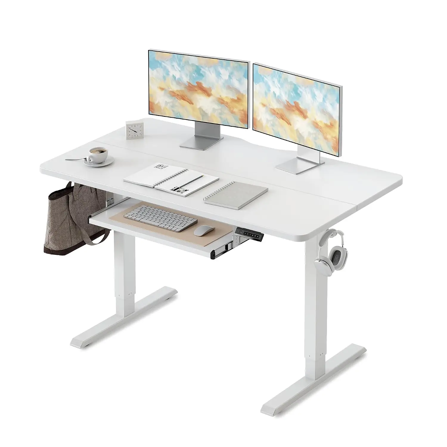 Standing Desk with Keyboard Tray 48x24 Inch Adjustable Height Sit Stand Desk Memory Presets Home Office, Customized
