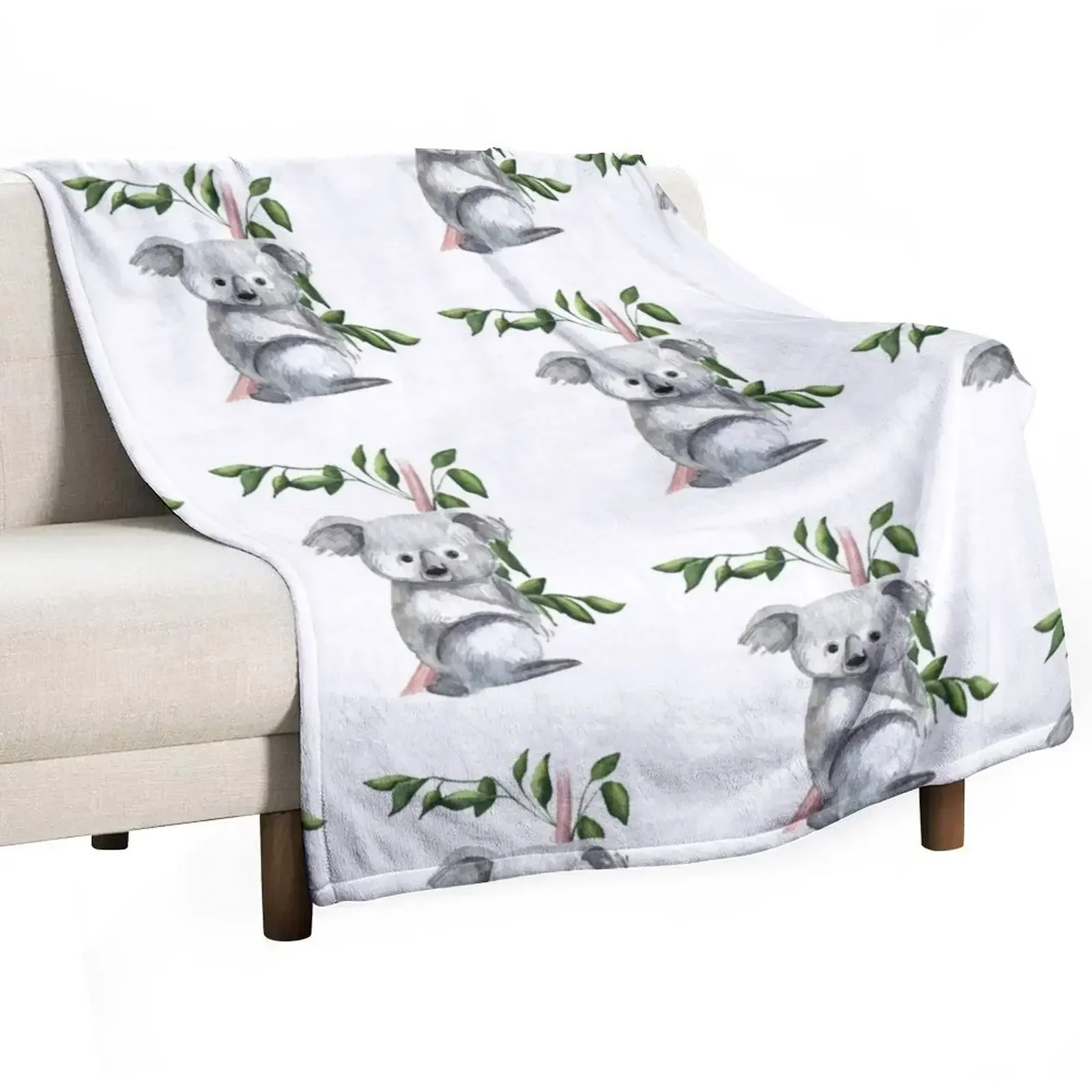 Australian Native Koala Bear Throw Blanket Camping Comforter Cute Plaid Hair Travel Soft Plush Plaid Blankets