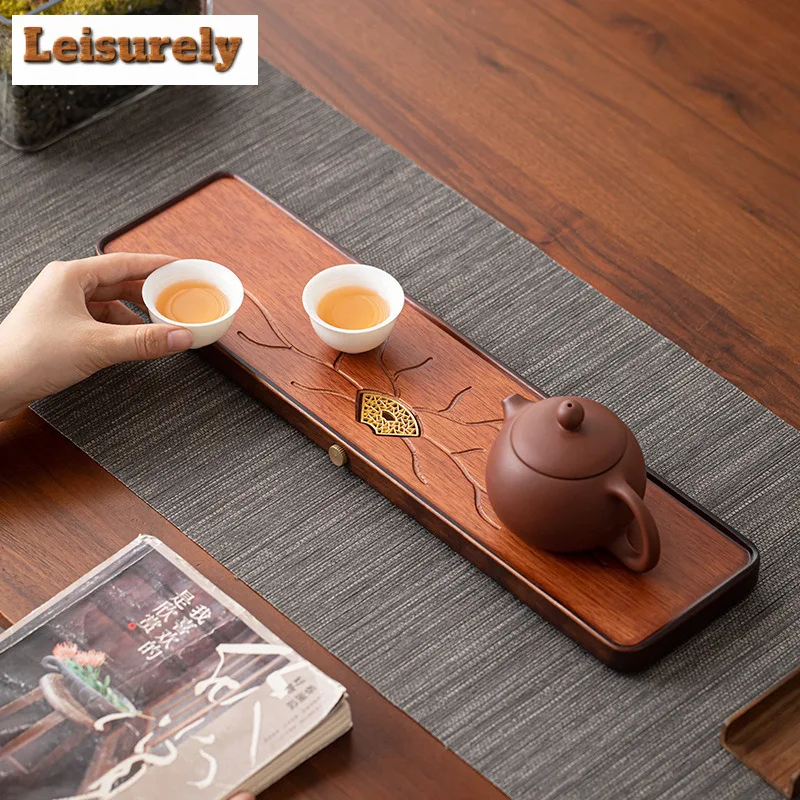 Chinese Pear Wood Dry Foam Tray For Home Use Small Rectangular Solid Tea Tray Small Store Water Tea Table Pot Holder Kung Fu Set