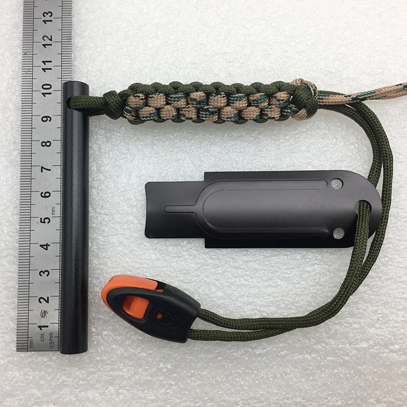 

Outdoor 10 X 100mm Flint Magnesium Stick Powerful Scraper Camping Fire Starter Corn Knot Rope Whistle