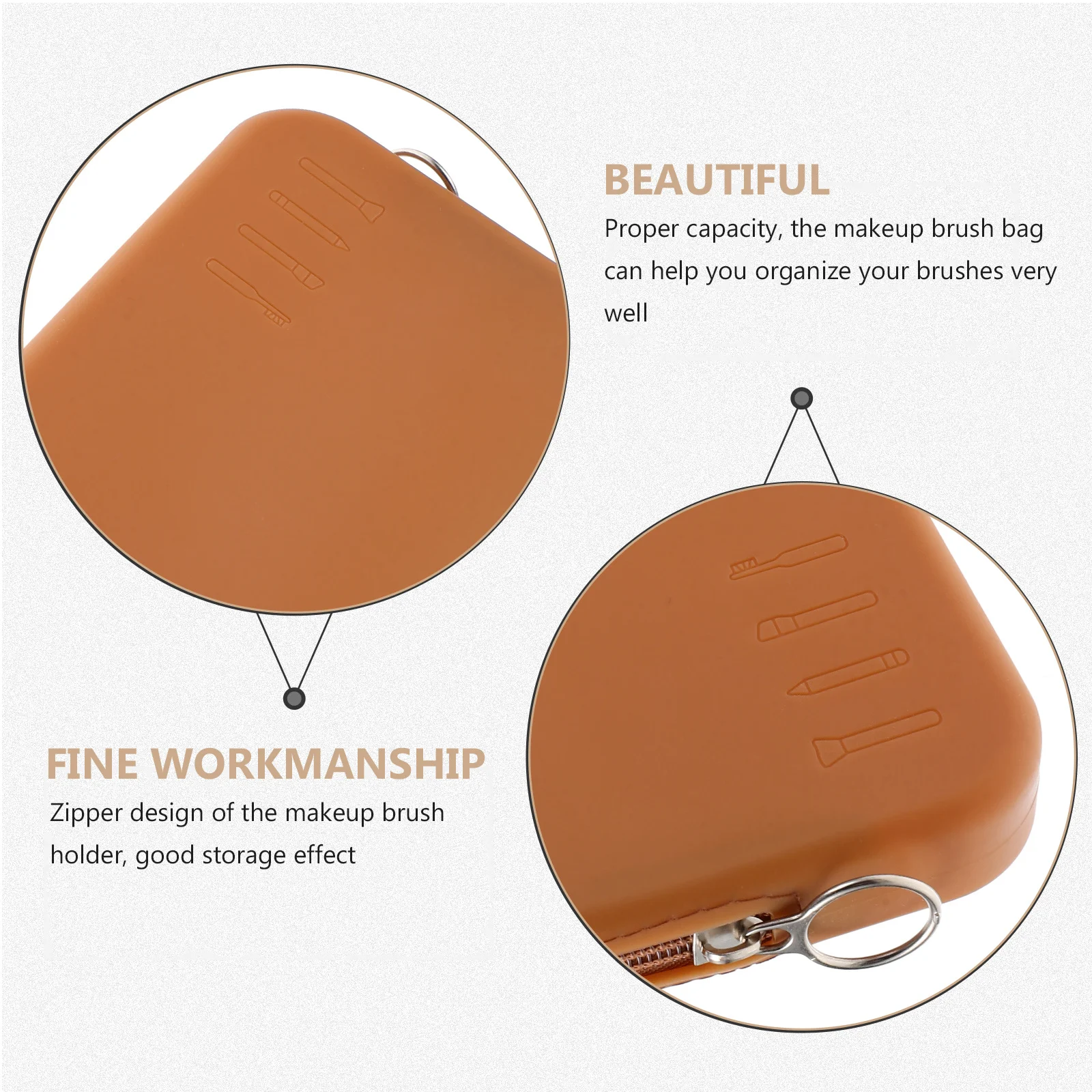 حافظة فرشاة أنيقة بسحاب للسفر وتخزين مستحضرات التجميل، حقيبة تنظيم محمولة صغيرة للنساء