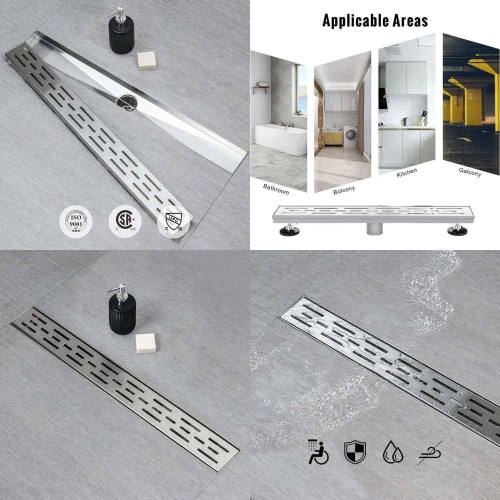 

Линейный душевой трап с высокой пропускной способностью (36 дюймов) со съемной решеткой из матовой нержавеющей стали 304