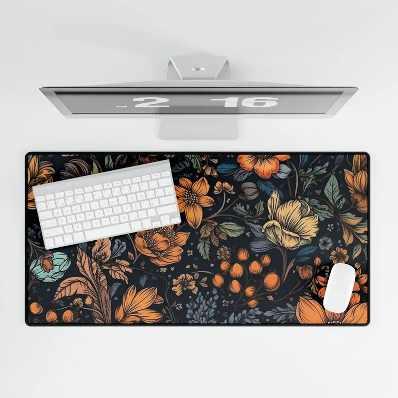 Floral Dark Pastoral-style Gaming Mouse Pad,witch-themed Gift,suitable for Office Decor,cute Scenery,plant and Flower Aesthetics