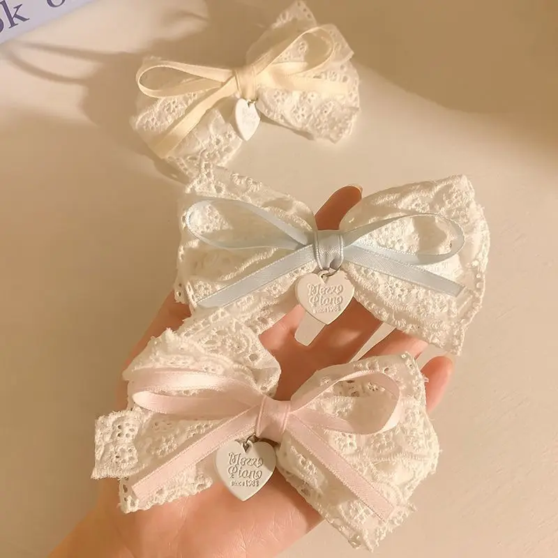 Lace Hair Bows Clip Cute Girls Hairpins Solid Duckbilled Hair Clips Barrettes Kids Headwear Fashion Hair Accessories