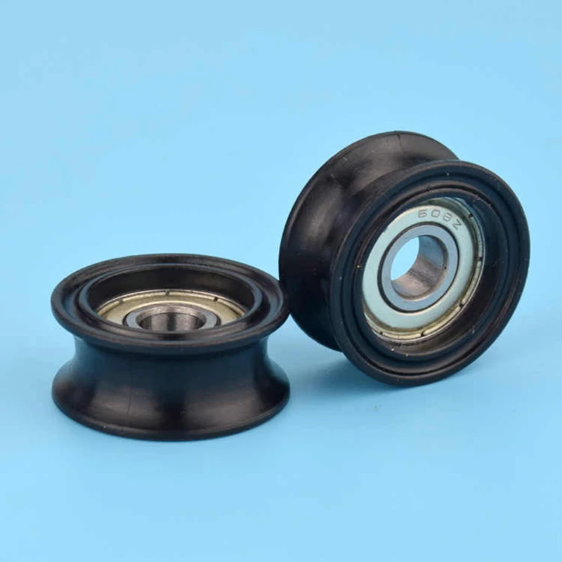 

1Pc 8*30*13mm U-shaped Bearing Roller Guide Wheel 608 Bearing Moving Pulley Rubber Roller Mute Elasticity Roller Pulley Black