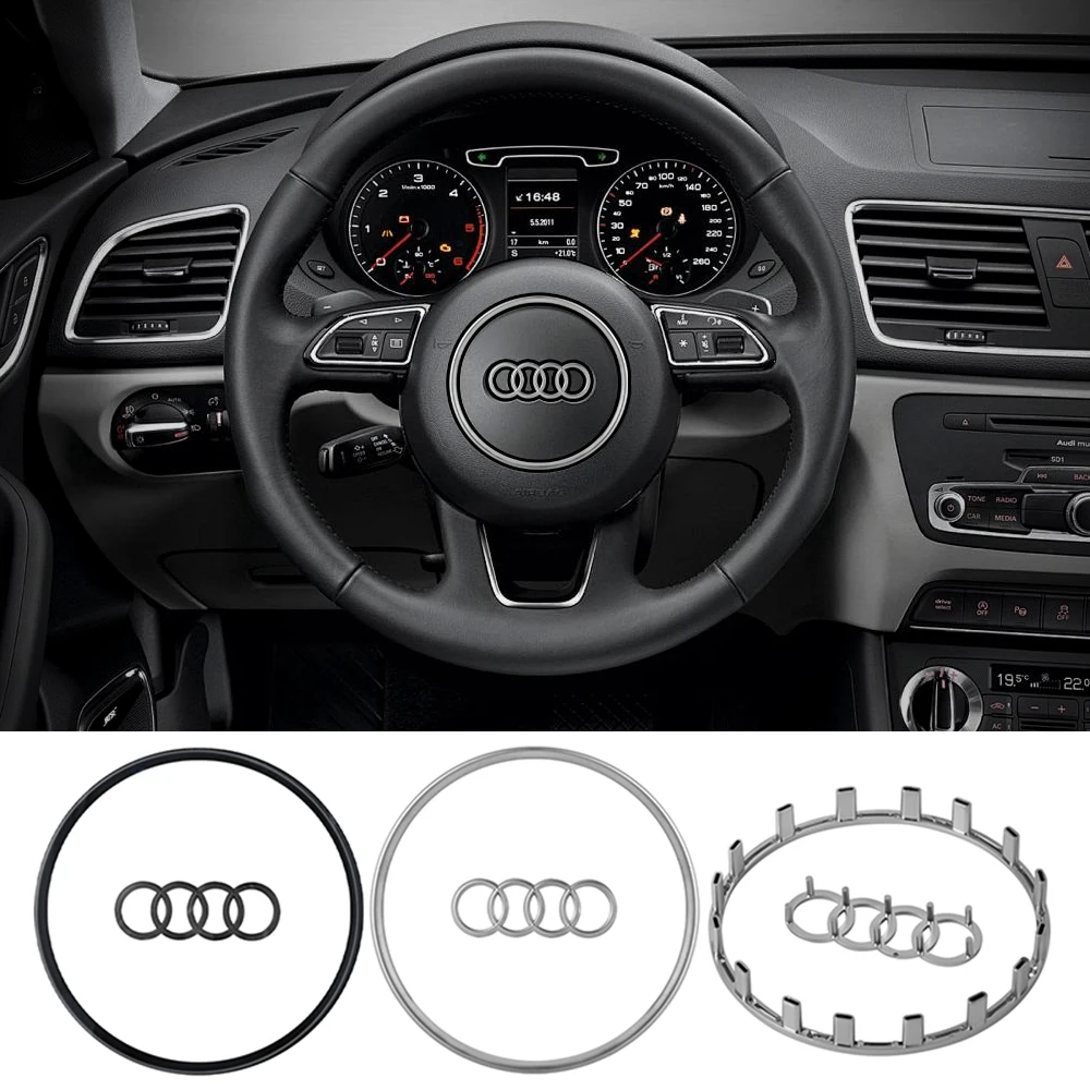 Couverture d'emblème de volant de voiture, pour AUDI A6L 2016-2018 A4L A5 2013-2016 Q5 2013-2018 Q7 A7 2011-2016 A3 2014-2016 Q3 2012-2018