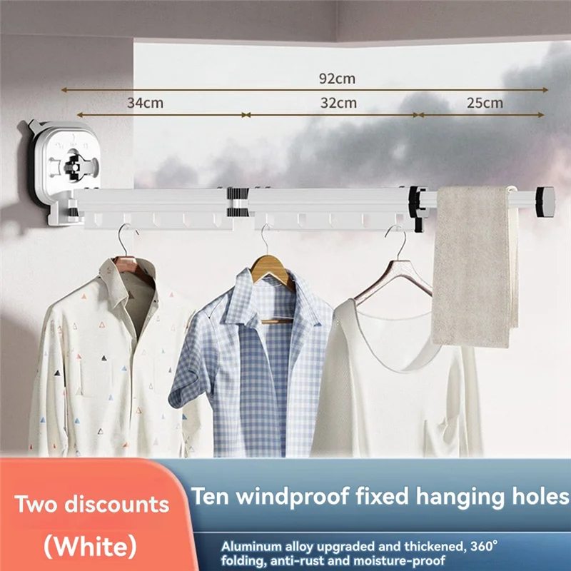 

Foldable Aluminum Alloy Clothes Rack For Home, Telescopic And Wall-Mounted Clothes Rack A