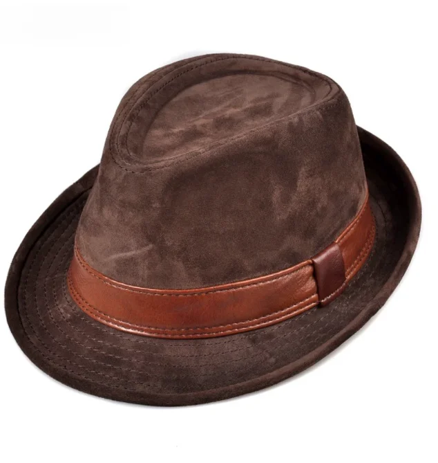 

Autumn and winter buffed leather velvet men women cowhide vintage young top hat gentleman's