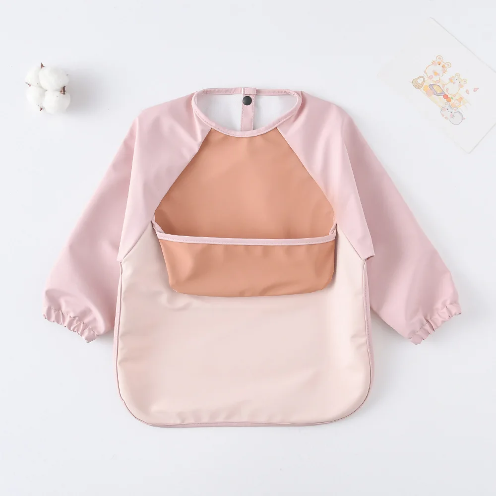 Kids Baby Long Sleeved PU Bibs Children Toddler Art Crafts Waterproof Mealtime Protection Washable Easy Clean Smock Boys Girls