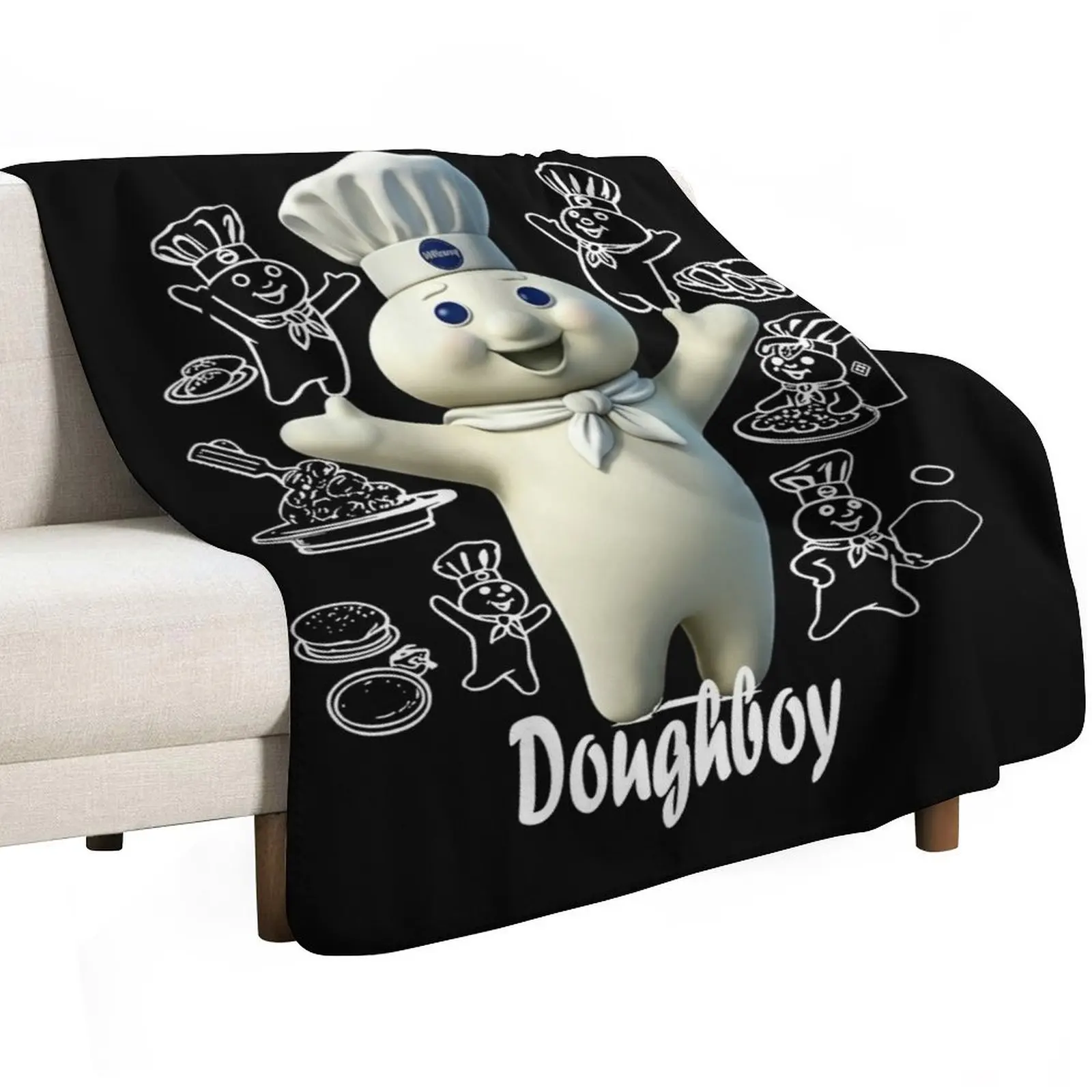 Pillsbury Doughboy Funny Design The Dough Baking Costume Throw Blanket Shaggy Furry Soft Blanket for Bedroom Living Room