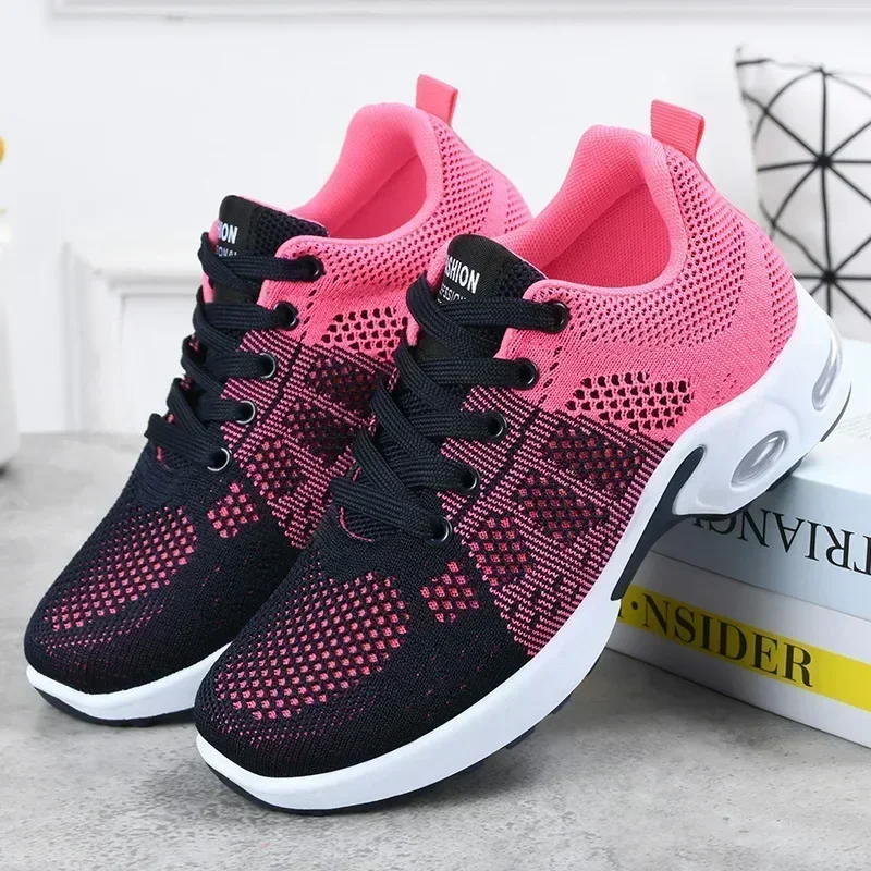 

Spring and Summer New Casual Shoes Breathable and Light Mother Shoes Soft Sole Wear-resistant Lace Air Cushion Sports Women's