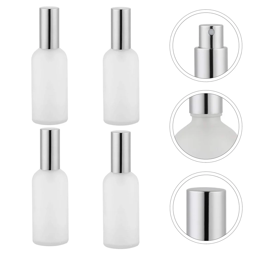 4 Pcs Spray Pump Bottle Glass Perfume Empty Travel Bottles Car Refillable Storage Portable