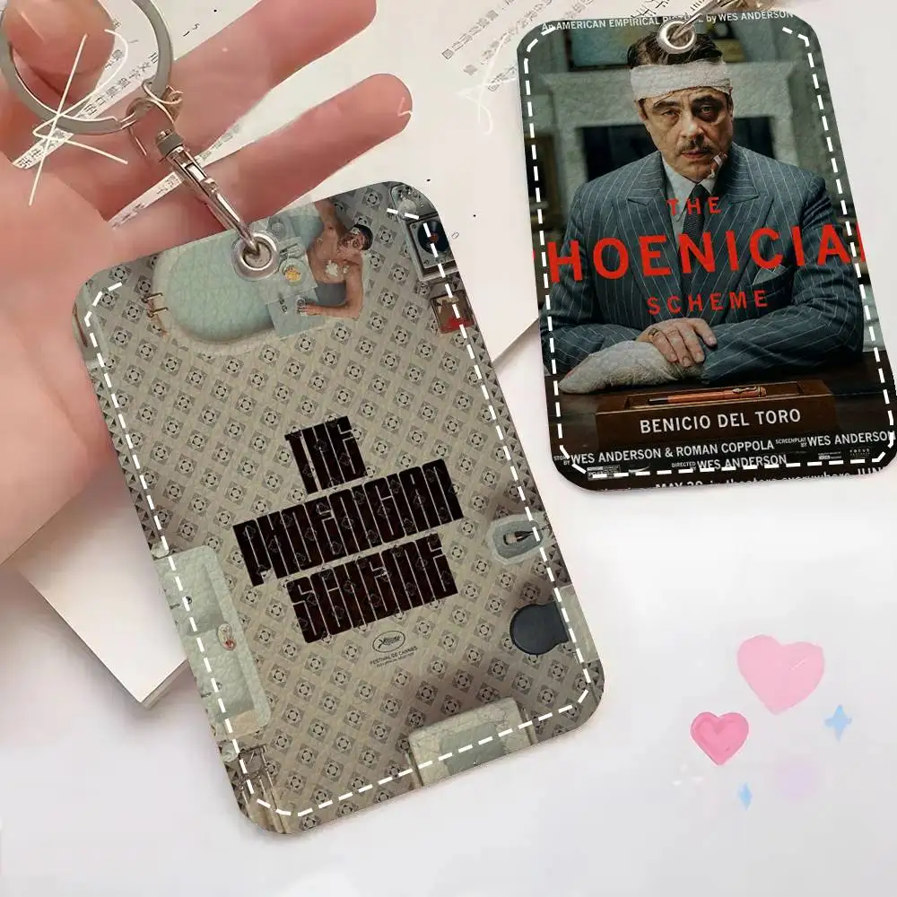 The P-Phoenician Scheme Thrilling Crime Drama Card Case Keychain Access Card Bag Key Tag Ring Leather Card Holder Key Ring Acces