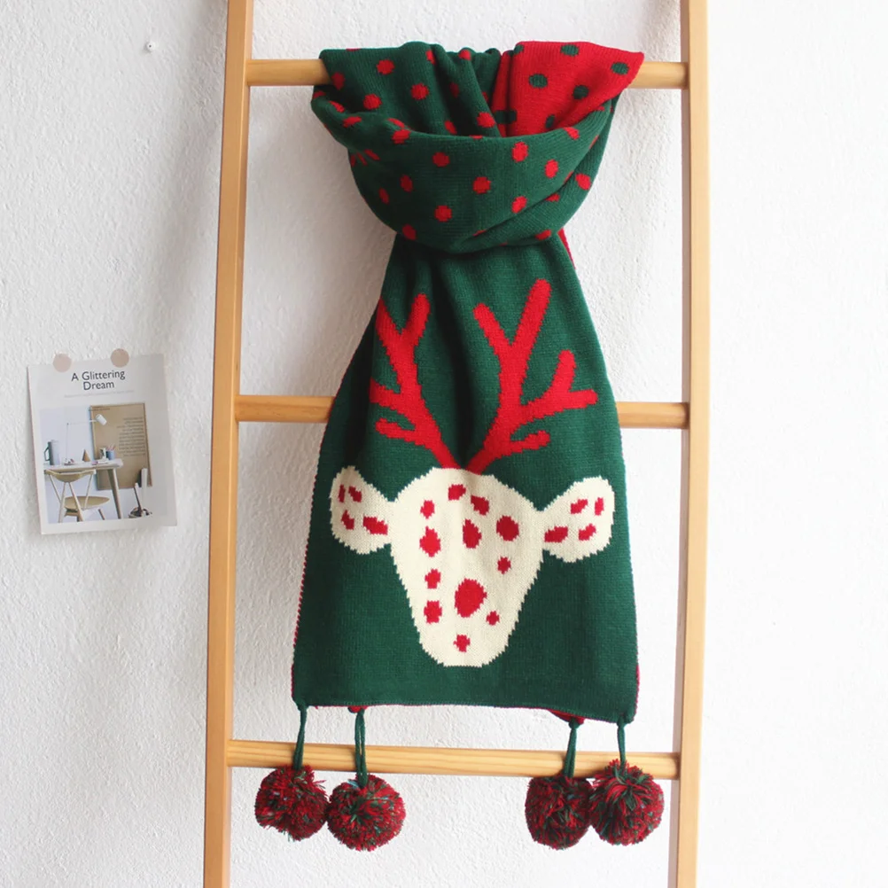 

Yardenfun Deer Pattern Knitted Neck Scarf Winter Warm Wool Wrap for Women Xmas Gift Comfortable Stylish Use