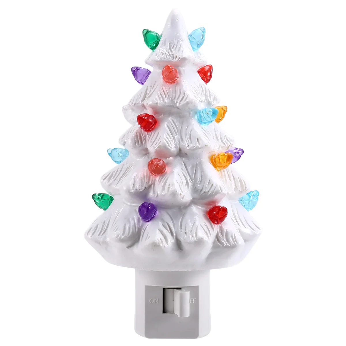 ABLQ Christmas Tree Night Light Plug in Christmas Decorative Tree Resin Decorative Tree Light for Bedroom Living Room US Plug