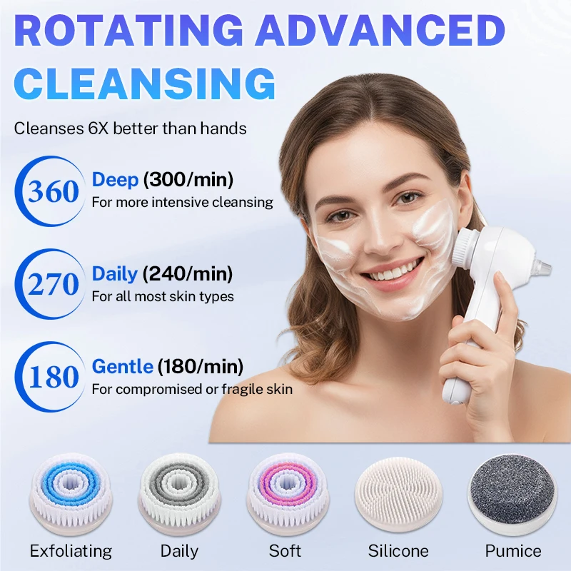 Electric Cleansing Brush facial cleansing brush manual massage facial soft bristles exfoliator Face Beauty Skin Care Waterproof 4