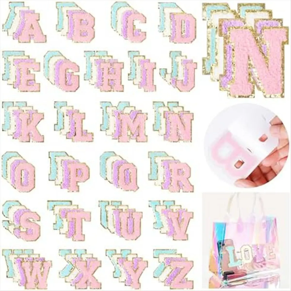 *X07A Self-Adhesive Letter Patch Iron-On College Letter Patch Sticker Clothing Backpack Embroidery Applique Letter Patch A