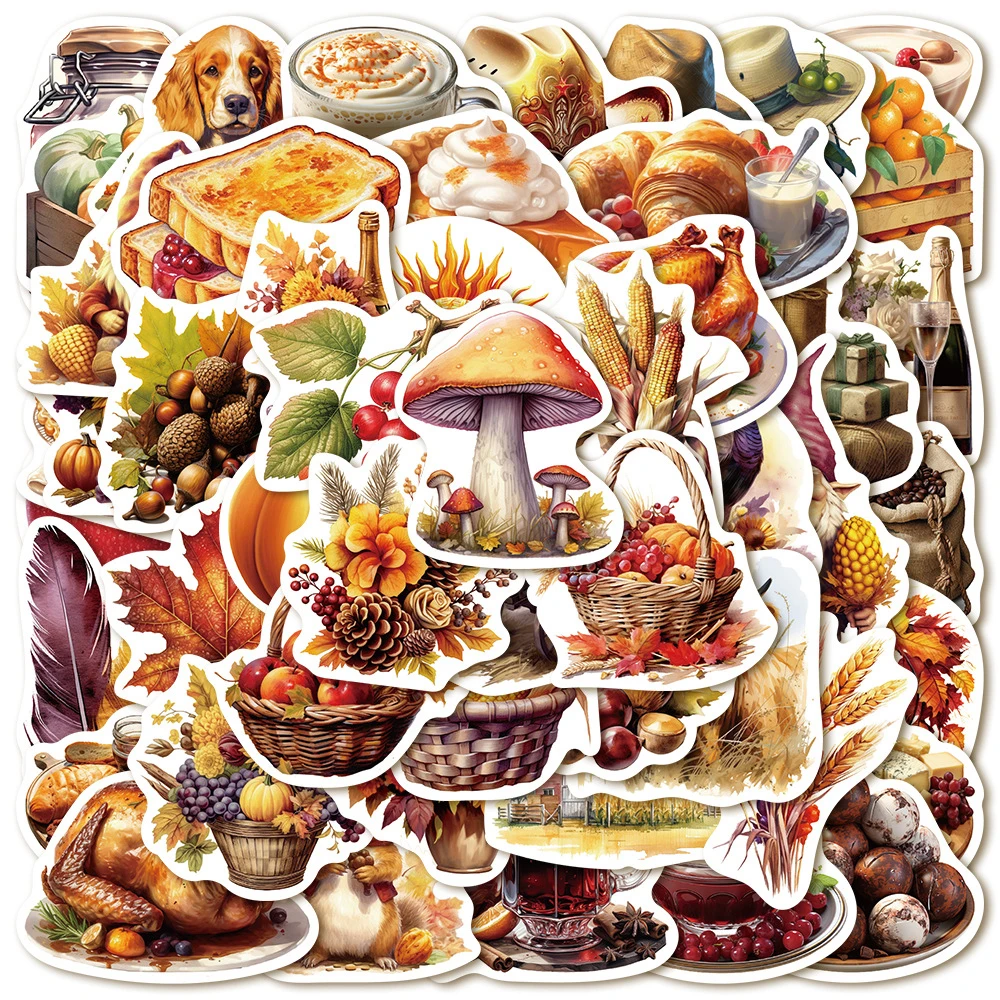 10/30/50pcs Autumn Forest Cartoon Stickers Aesthetic DIY Phone Laptop Stationery Sticker Vintage Decoration Sticker Decals Toy